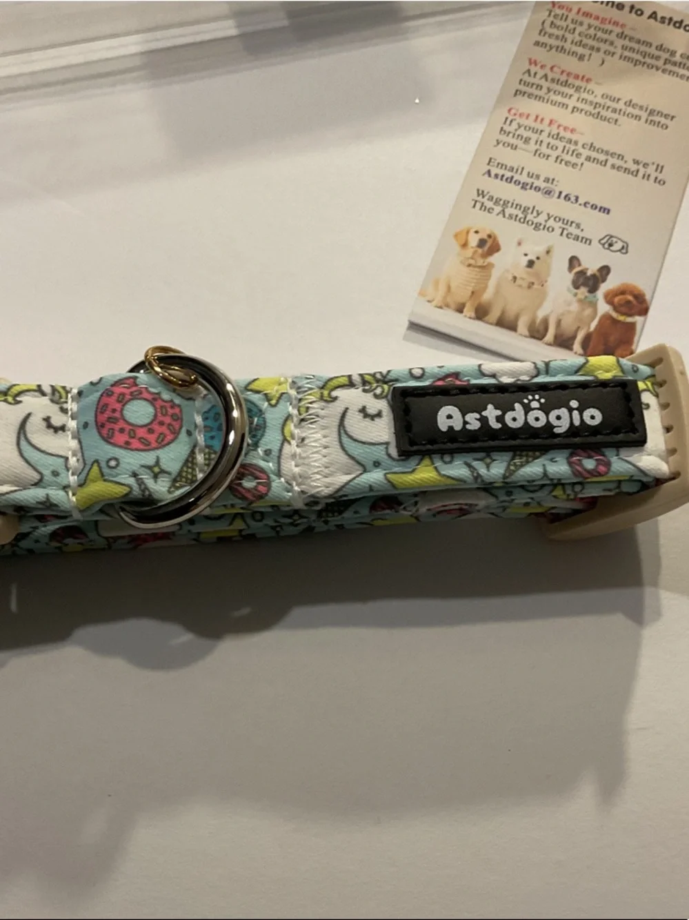 Astdogio Printed Adjustable Dog Collar in Cream & Multicolor